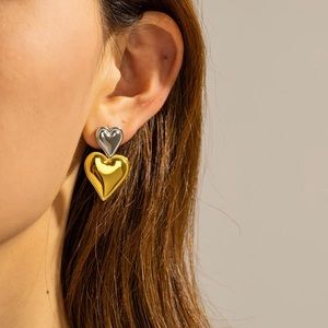 Bicolor Double Heart Earrings*Waterproof*Sweatproof*Tarnish Free